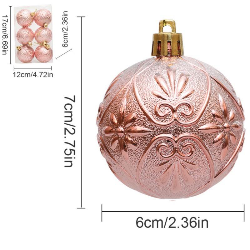 6pcs Christmas Tree Baubles Shatterproof Xmas Tree Decorations Christmas Balls Ornament Hanging Pendants Holiday Party Decor