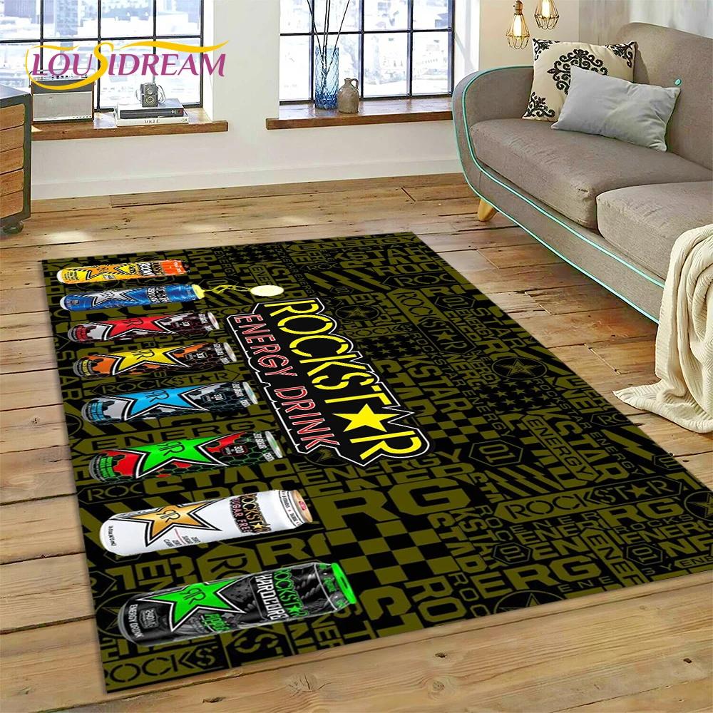3D Rockstar Energy Logo Sport Carpet Rug for Bedroom Living Room Home Sofa Decoration,Children Game Large Decor Floor Mat Gift
