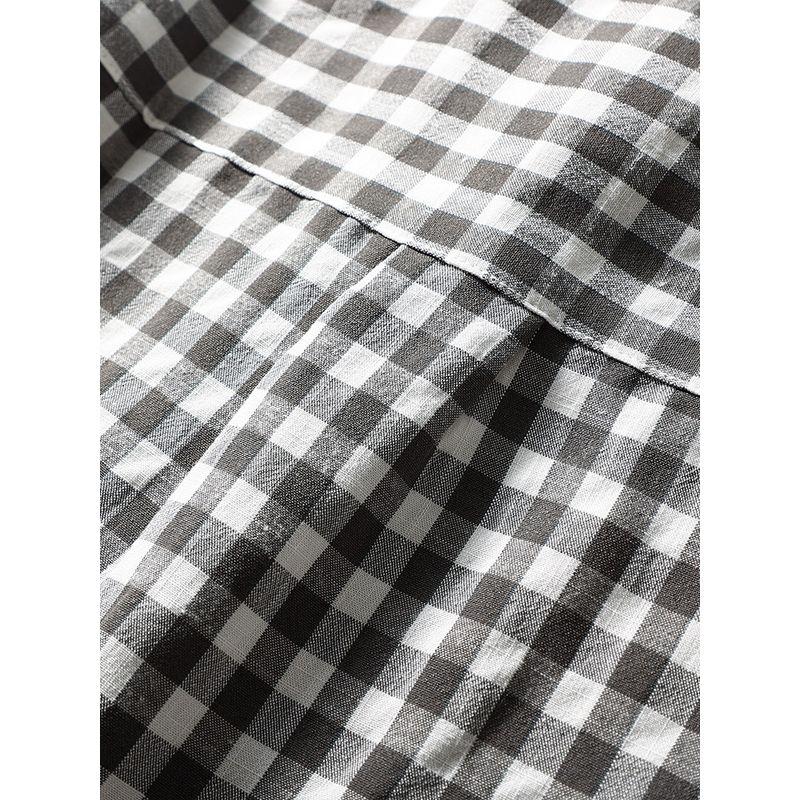 American Retro Lyocell Tencel Black and White Gingham Shirt Men Long Sleeves Spring and Autumn Export Men's Casual Shirt