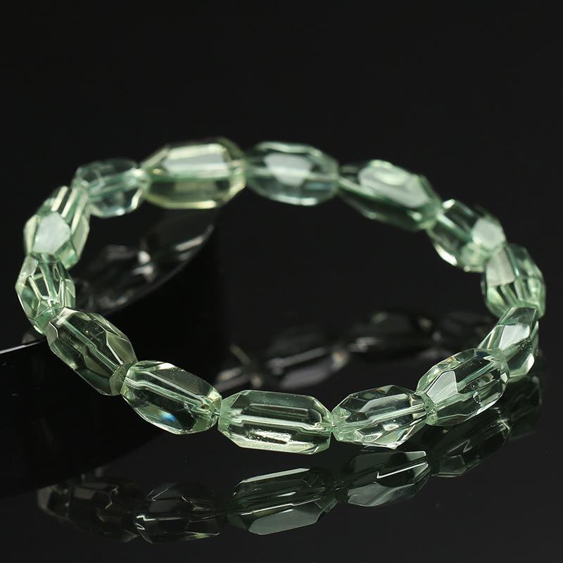 Hongchu Crystal Natural Green Crystal Barrel Bead Faceted Bracelet Ice Green Crystal Faceted Bracelet