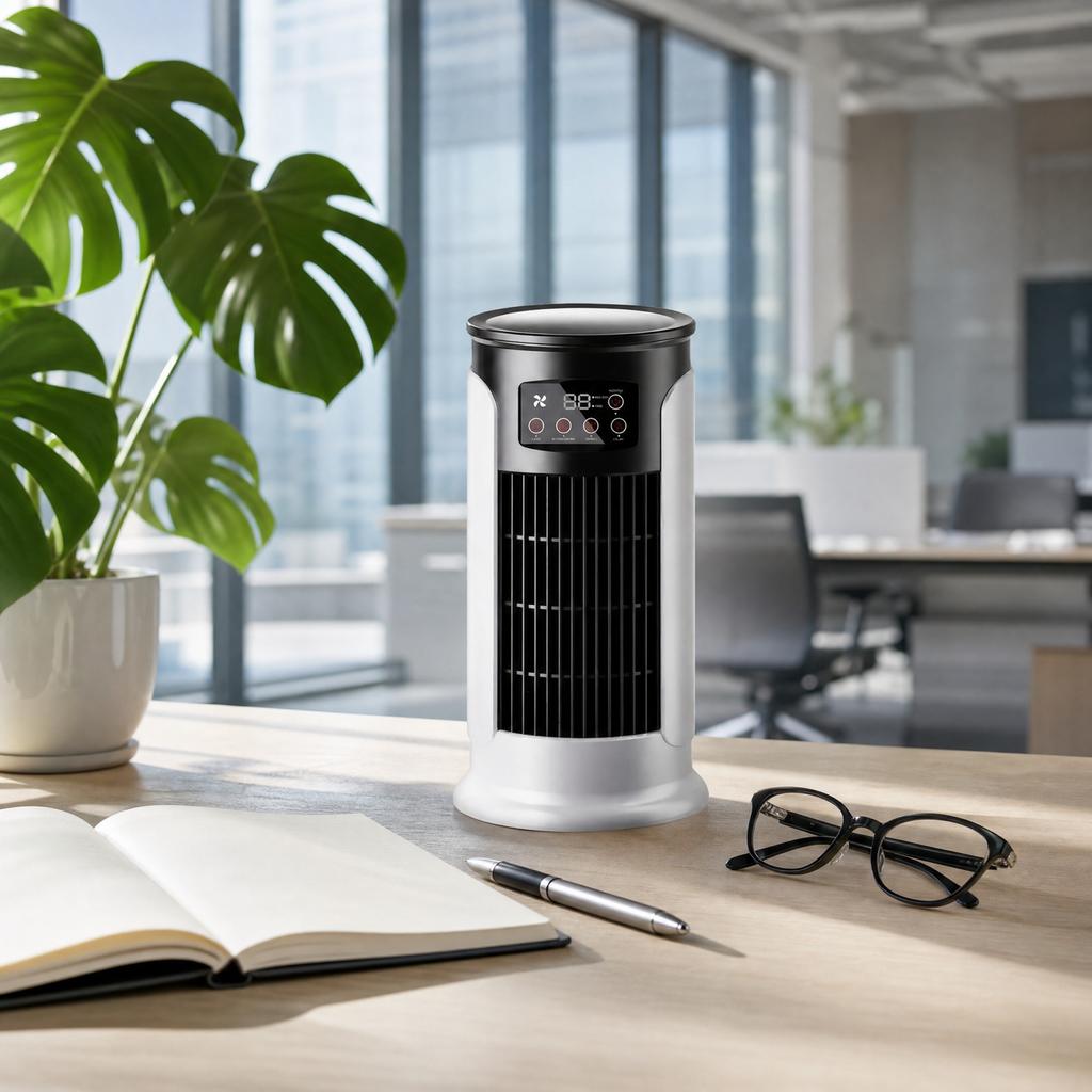 Portable Evaporative Cooler with Humidifier and Timer for Home Desk