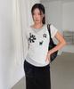 LMR Motif Embroidered Striped Layered T-Shirt (Short Sleeve/Long Sleeve) Light Grey