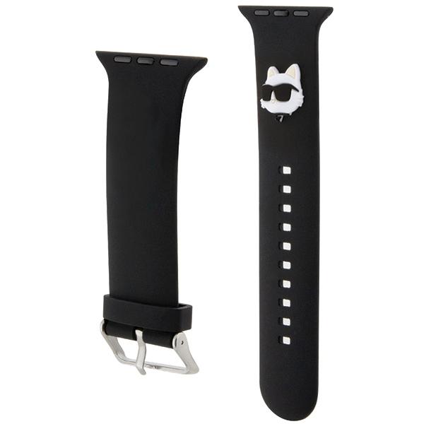 Karl Lagerfeld Pasek Klawlslcnk Apple Watch 42/44/45/49Mm Czarny/Black Strap 3D Rubber Choupette Head