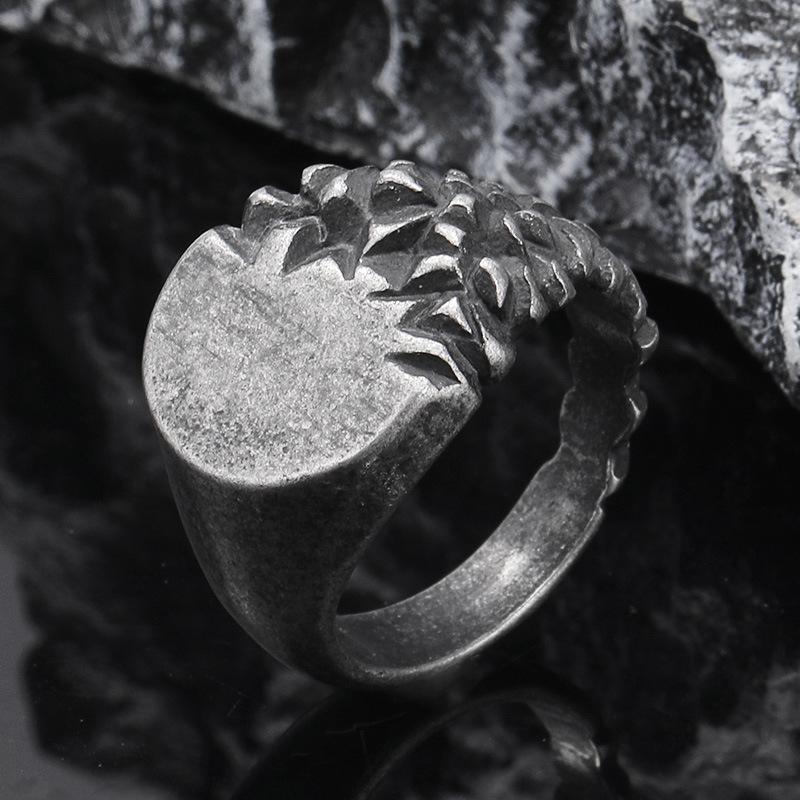 Cuervo, Anillo de Acero de Titanio, Anillo Dominante para Hombre de Negocios, Anillo Geométrico Sólido Simple