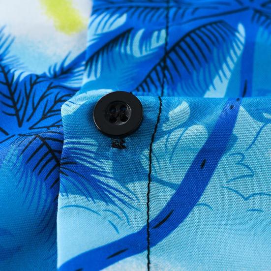 Toddler Boy Hawaiian Outfit Set Sunset Palm Leaves Shirt Shorts Kids Seaside