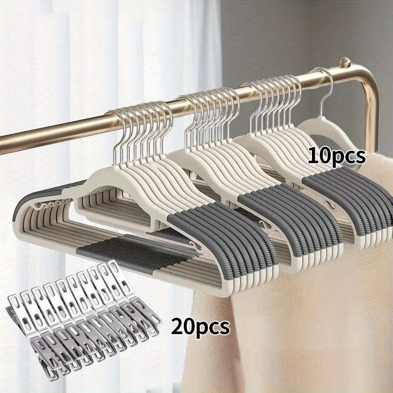 50 Sets (20 Hangers and 30 Clips), Heavy-duty Hangers for Wardrobes, Anti Slip and Durable, Multiple Colors