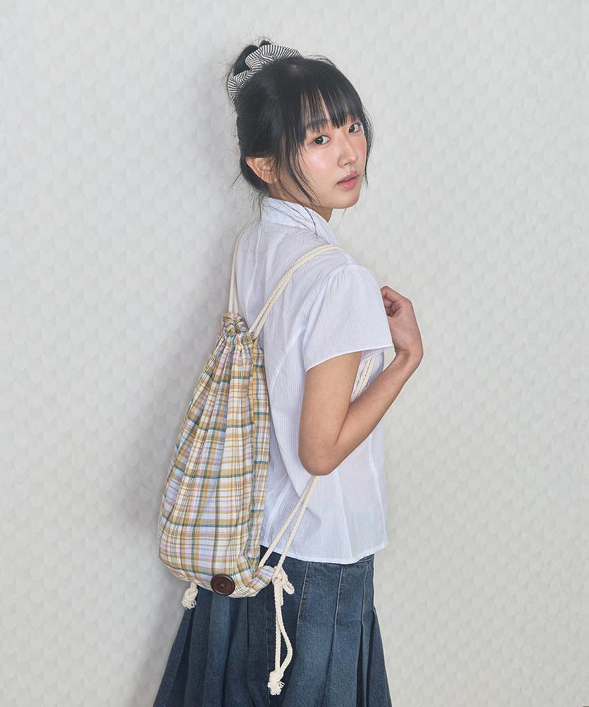 Kiibi Check Pattern Gym Sack Yellow