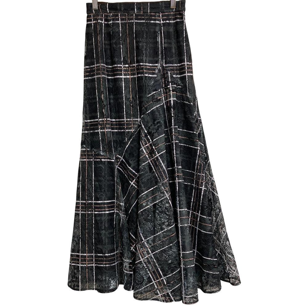 [Used] Good Condition LILY BROWN Lace Check Skirt Size 0 Black Women s Luxs Brand Used Clothing Luxe