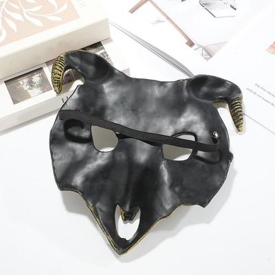 Funny Antelope Halloween Mask PU Leather Cosplay Supplies Halloween Bloody Skull Mask Party Props Goat Horn Mask Women Men