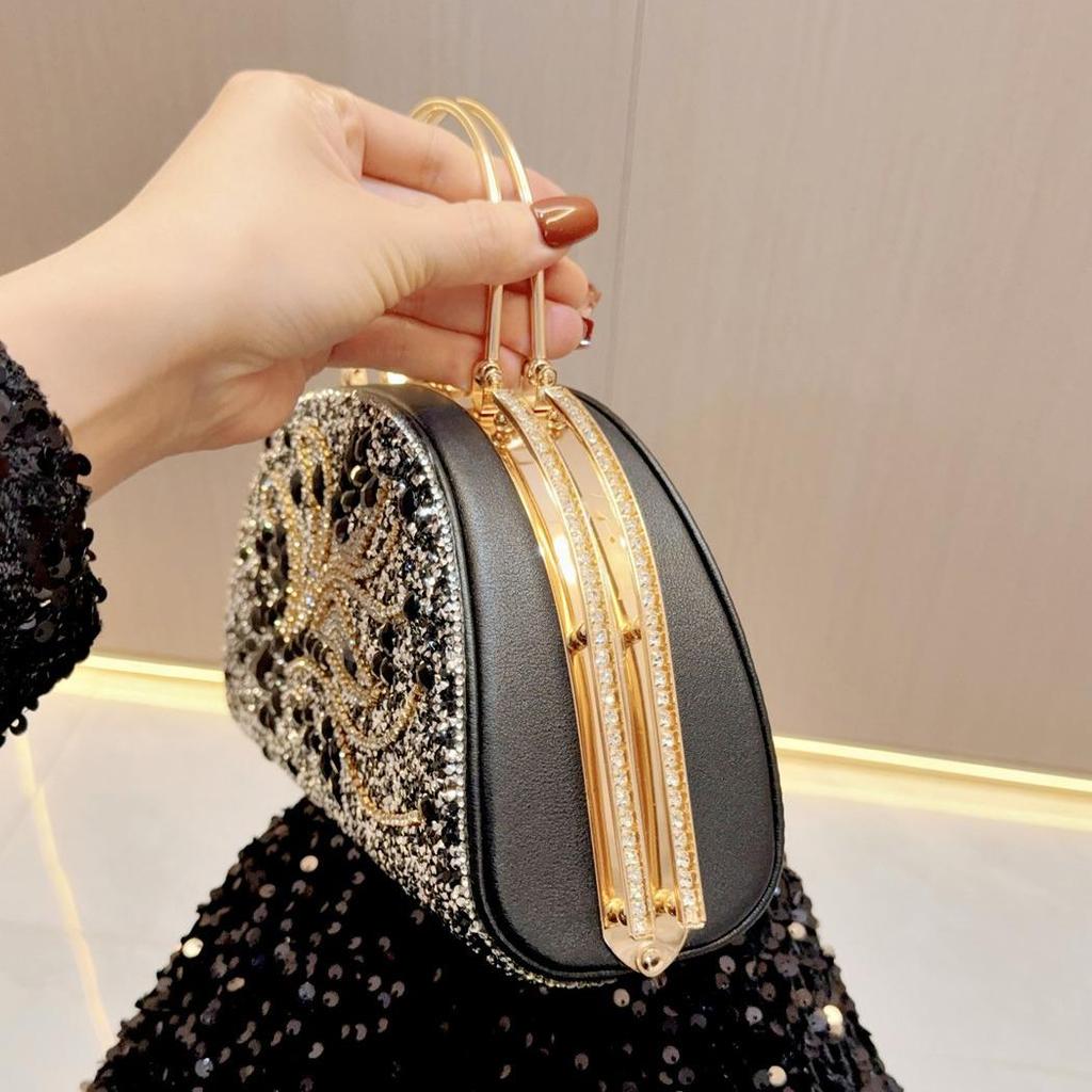 High-End Rhinestone Suitcase Handbag: Large Capacity Tote & Crossbody Evening Bag Set
