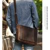 Genuine Leather Men's Crossbody Bag Minimalist High-End Large Capacity Horizontal Flap Design Daily Commuter Shoulder Bag