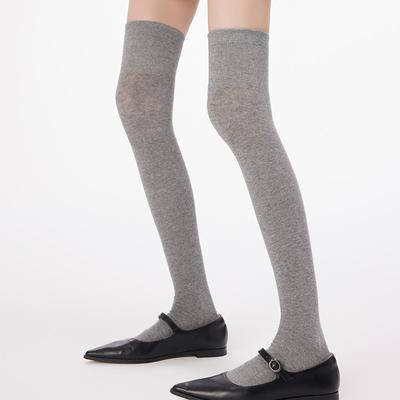 High Tube Knee Socks Women'S Spring And Autumn, Thin Versatile Stockings Japanese College Style Black And White Gray Jk Stockings