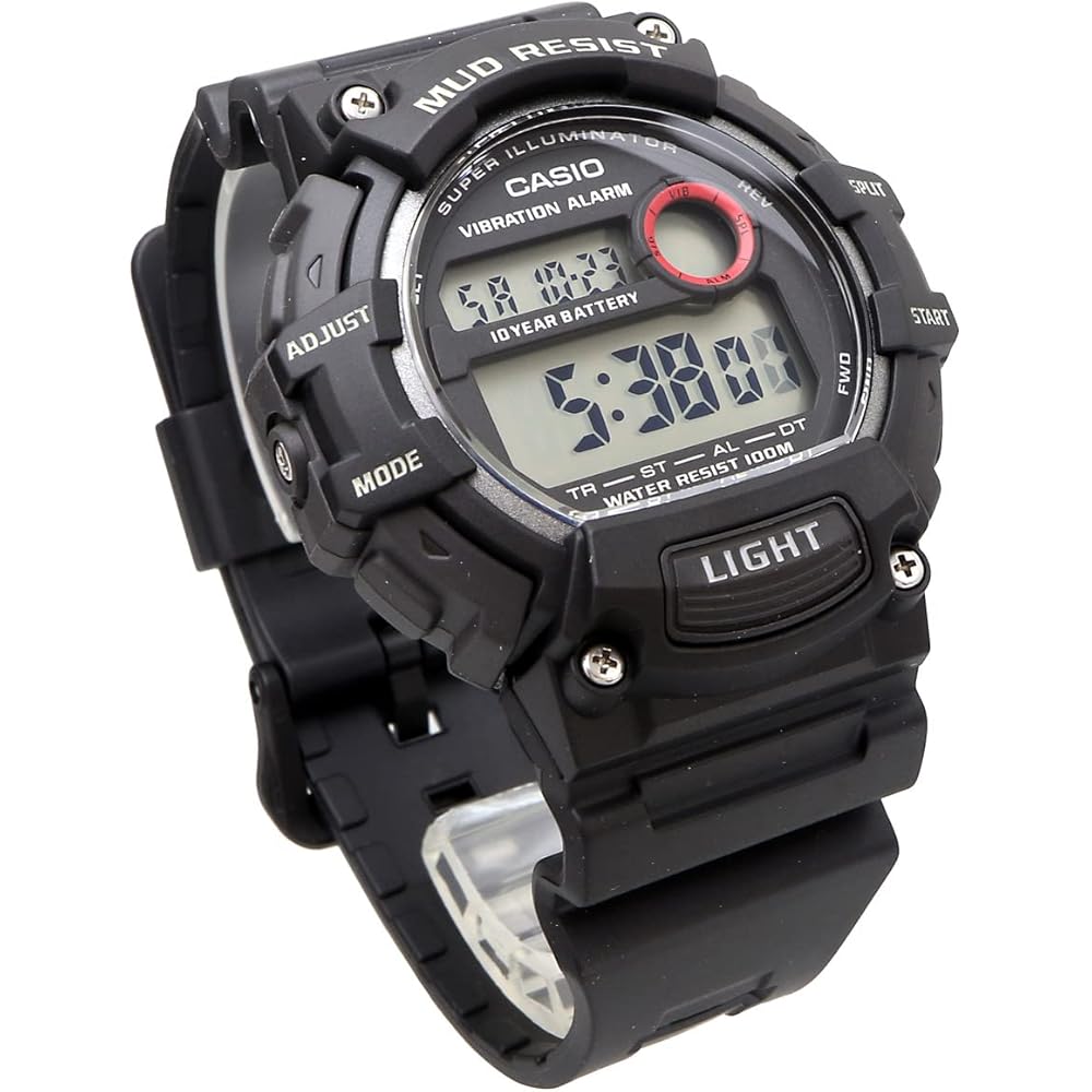 Casio Standard Digital Men's Watch TRT-110H-1AV Black with Vibration Alarm and Mud Resistant Features