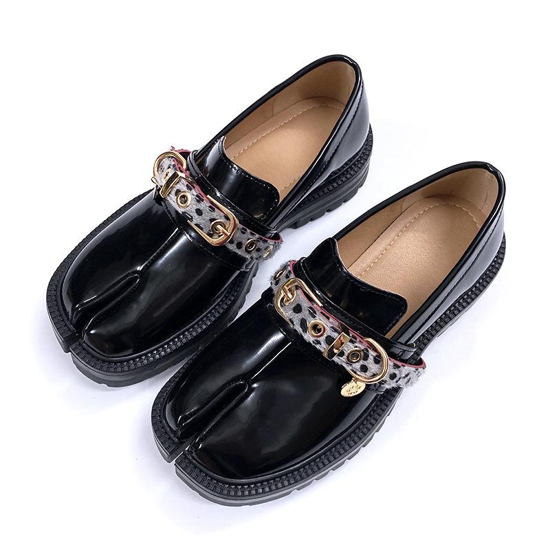 Нишевая платформа туфли для пары таби туфли с разделенным пальцем мужские подкову туфли свиная нога мужские лоферы туфли овечья нога туфли свиная нога 35 чёрный
