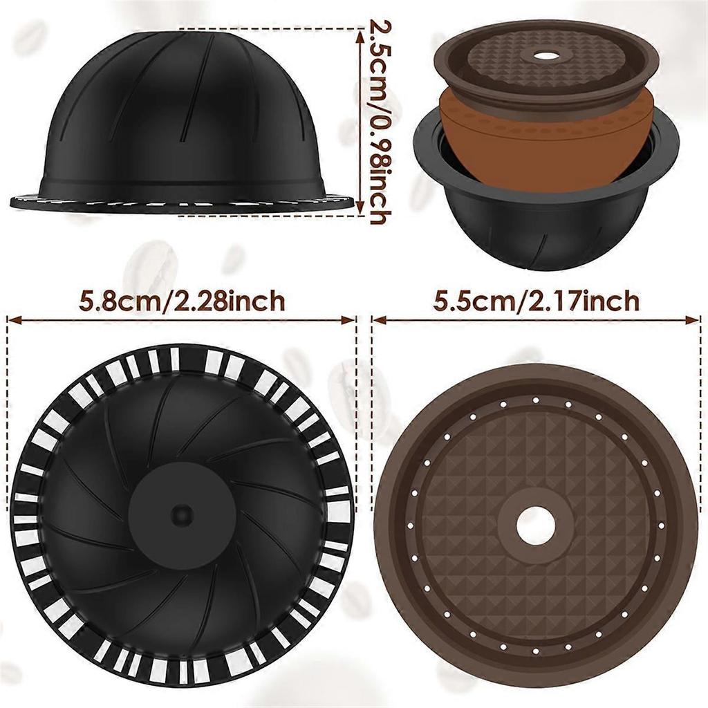 5Pcs Reusable Vertuo Pods for Nespresso Machine, Coffee Capsule with 2 Silicone Lids 1 Spoon and Bru