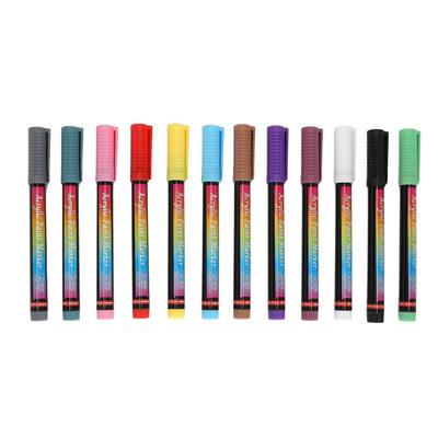12PCS Nail Polish Pens Multiple Colors High Elasticity Soft Head DIY Nail Art Graffiti Pen for