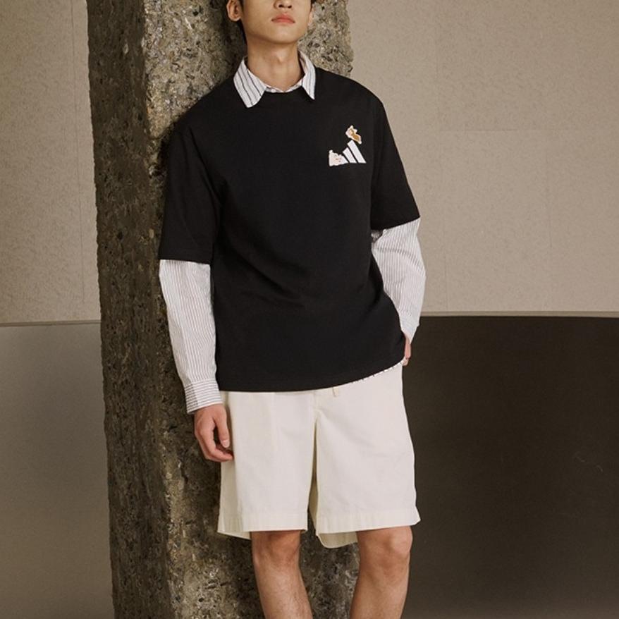 Adidas SS25 Sports Lifestyle Series Logo Print Simple Casual Fashion Comfortable Crew Neck Short Sleeve T-Shirt Unisex T-Shirts Black JZ3263