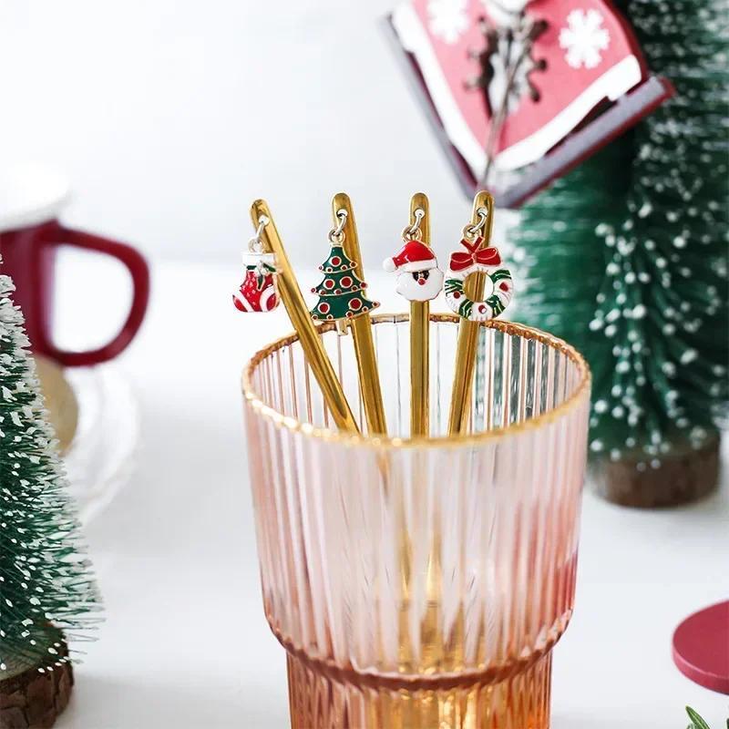 6 Pcs New Creative 6-piece Set Of Stainless Steel Christmas Spoons Christmas Party Tableware Decorations