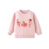 European-Style Autumn/Winter Girls' Mesh Round Neck Printed Long Sleeve Sweatshirt - Sweet & Cute Design