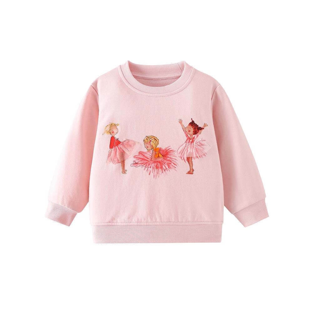 European-Style Autumn/Winter Girls' Mesh Round Neck Printed Long Sleeve Sweatshirt - Sweet & Cute Design
