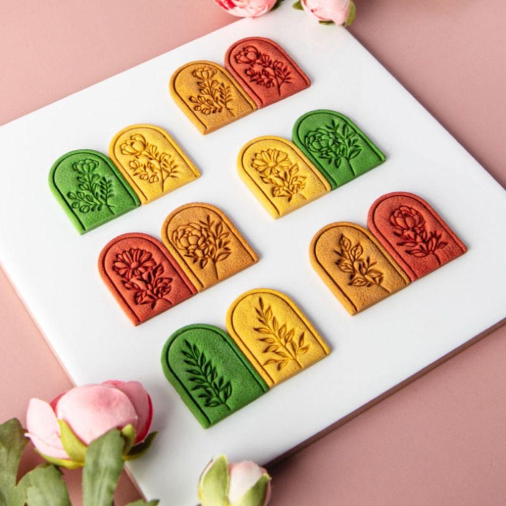 Rose Carnation Soft Pottery Polymer Clay Cutter Earrings Mold Vintage Leaf Ornaments Clay Mould Cut Embossing Making Tool