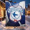 Cardiff City FC Pattern Blanket for Home Decoration, Bed, Sofa, Car Travel, Camping, Suitable for All Seasons, Birthday Christmas Gift