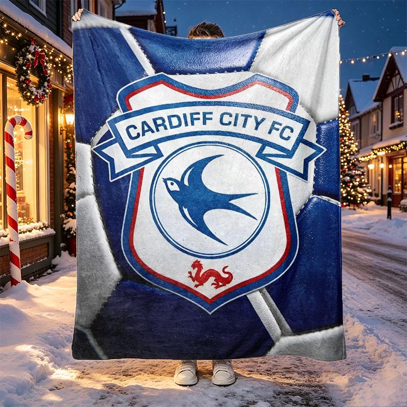 Cardiff City FC Pattern Blanket for Home Decoration, Bed, Sofa, Car Travel, Camping, Suitable for All Seasons, Birthday Christmas Gift