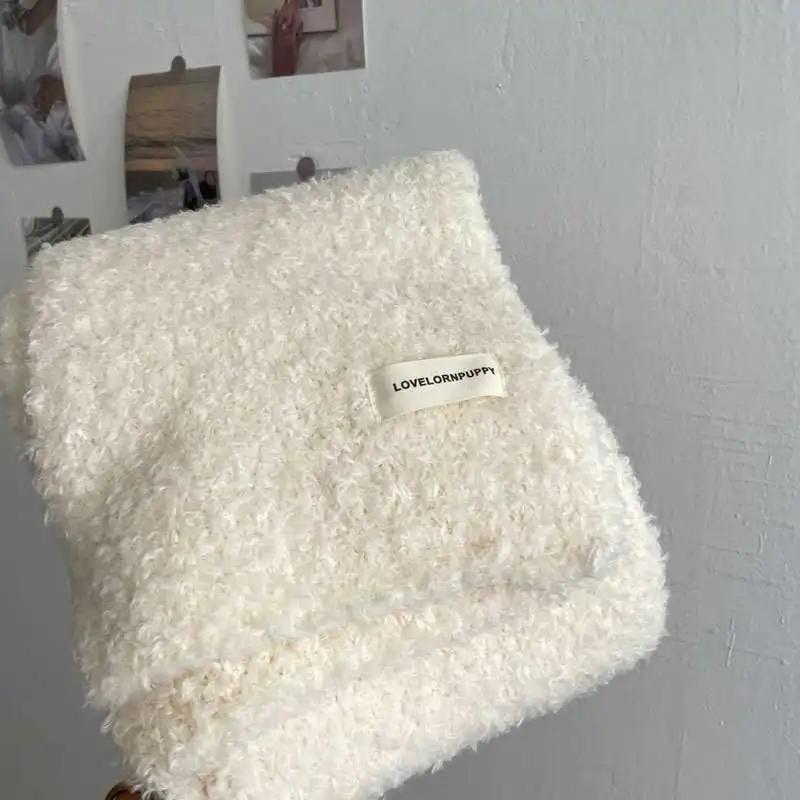 WTEMPO Outdoor Cycling Skiing Solid Color Warm Plush Scarves Women's Thickened Cold-proof Windproof Versatile Casual Scarves