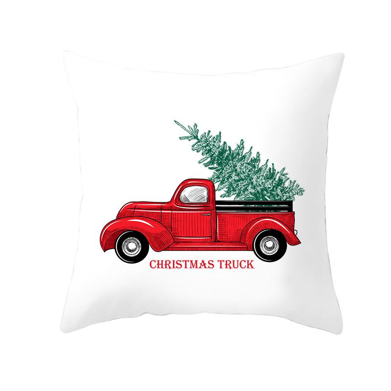 Cartoon Car Print Peach Skin Pillow Cover Christmas New Pillow Cover Wish Home Cushion Cover