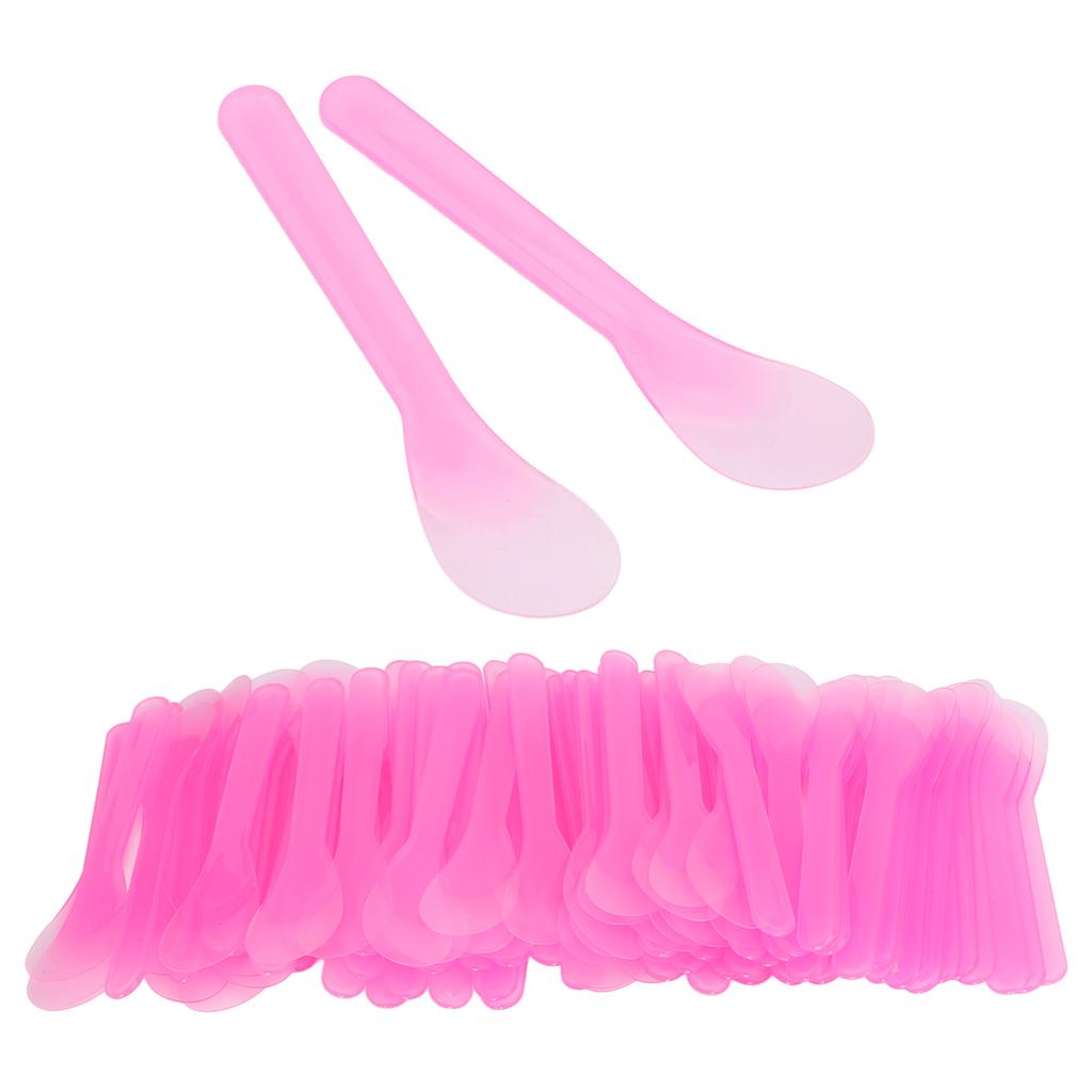 100pcs Cosmetic Apply Spatula Disposable Makeup Face Mud Mask Mixing Spoon Pink Translucency