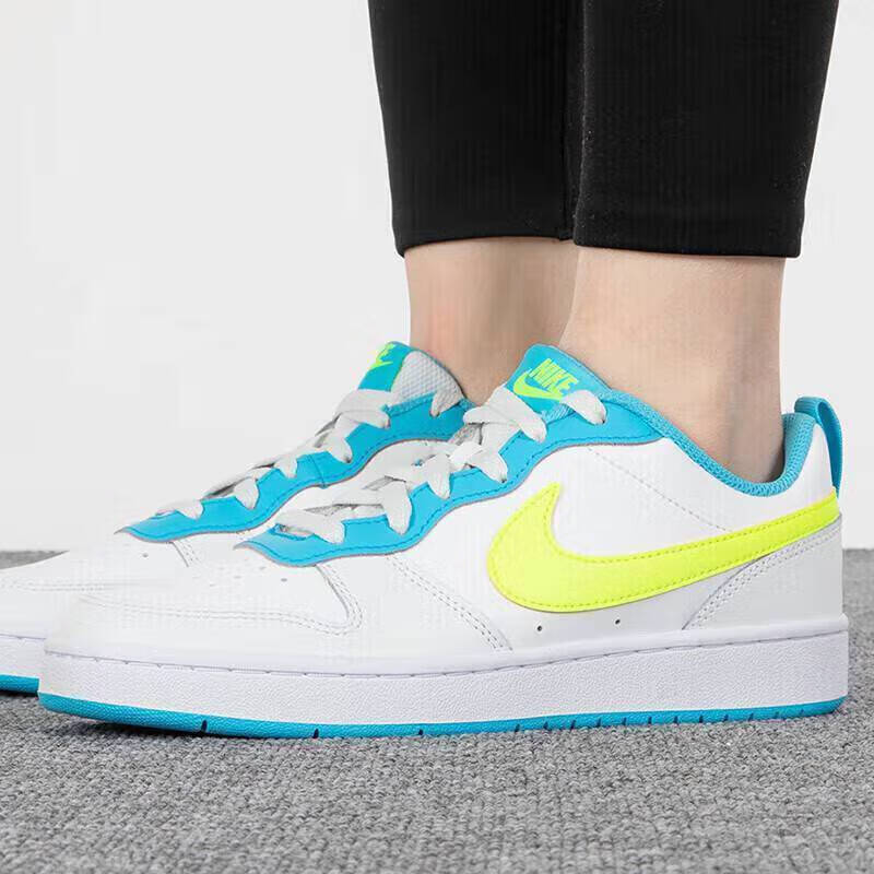 New Nike Court Borough Low 2 GS 'White Baltic Blue Volt' BQ5448-122