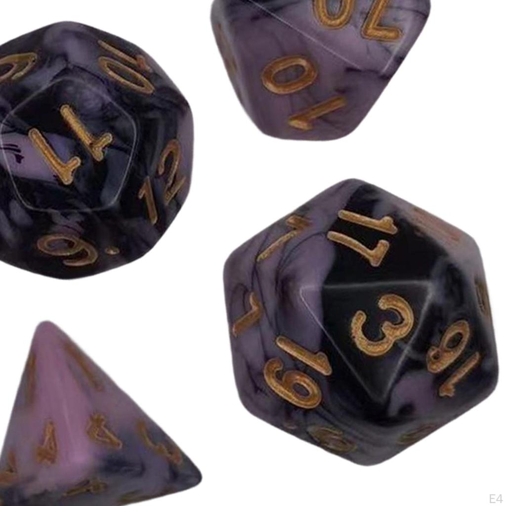 7 Pieces Acrylic Polyhedral Dices D6 D4 D8 D10 D12 D20 Gifts Board Game Props Durable for Role