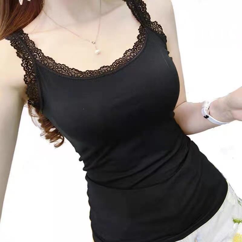 Summer sling vest women's large size slim fit, spring and autumn outer wear, lace edge sling inside