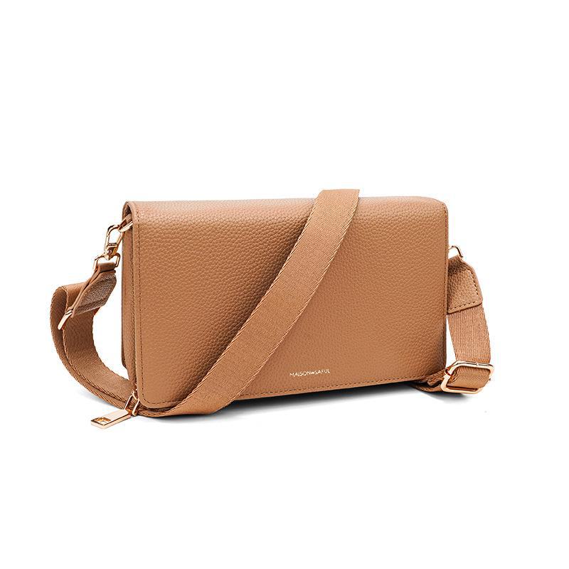 Women's Medium Crossbody Bag: Simple, Versatile, Large-Capacity, High-Grade Soft Leather, Commuter-Friendly Square Design.