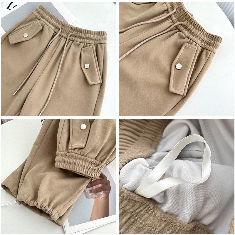 G Chinese Cotton Paratrooper Pants Women's Autumn and Winter New High-waisted Loose Casual Pants Leggings Casual Sweatpants