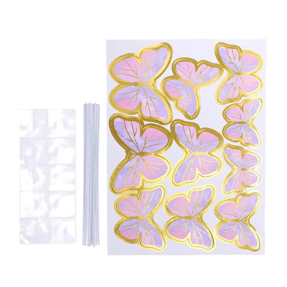 

Cake Decoration Gold-stamped Butterfly Wire Butterfly Decoration червоний