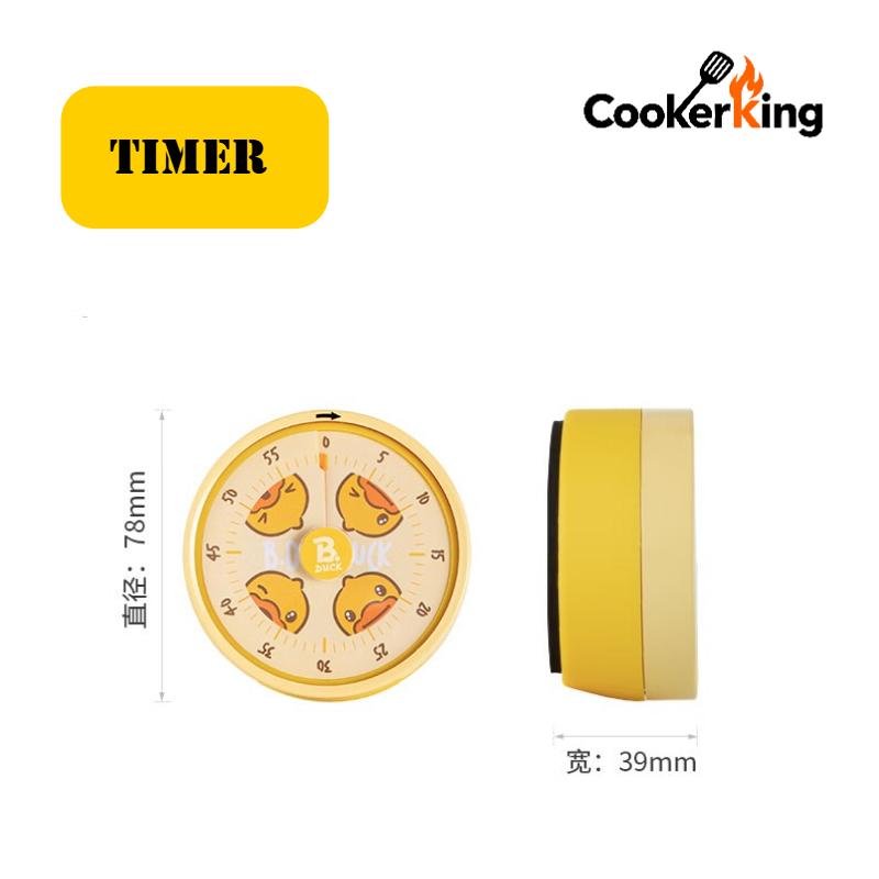 COOKER KING 78*78*39MM for D.Duck Mechanical Timer 430 Stainless Steel+ABS Battery Free Alarm Clock Pomodoro Timer Digital Timer