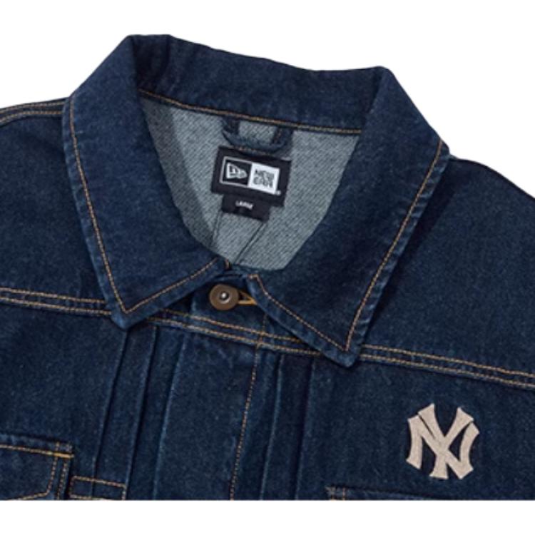 New Era FW25 MLB New York Yankees Western Style Single-Breasted Comfortable Everyday Versatile Polo Collar Long Sleeve Denim Jacket 14726714