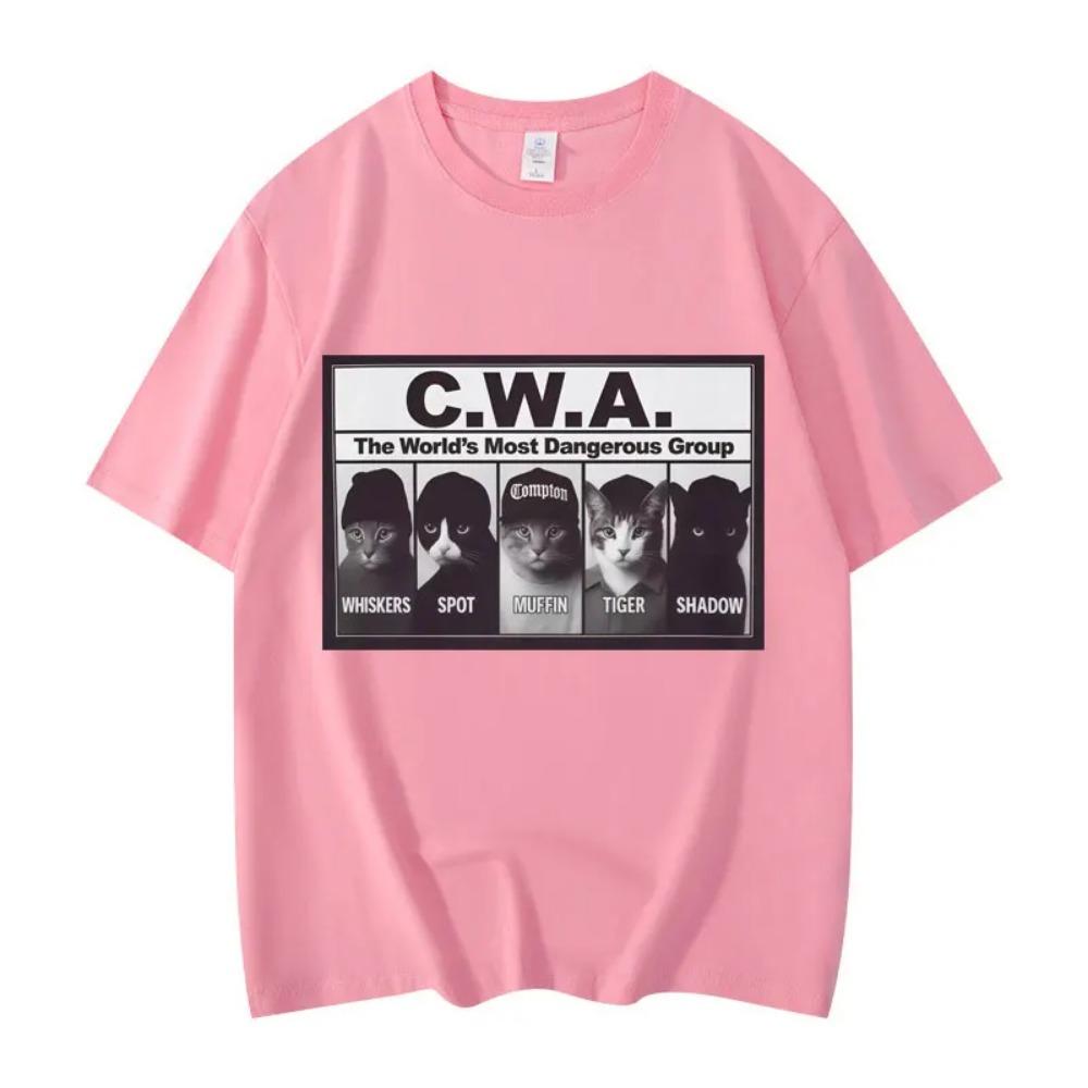 CWA Nejnebezpečnější skupina na světě Vtipné kočičí meme Grafická trička Módní Vintage Tričko s krátkým rukávem Unisex Bavlněná trička
