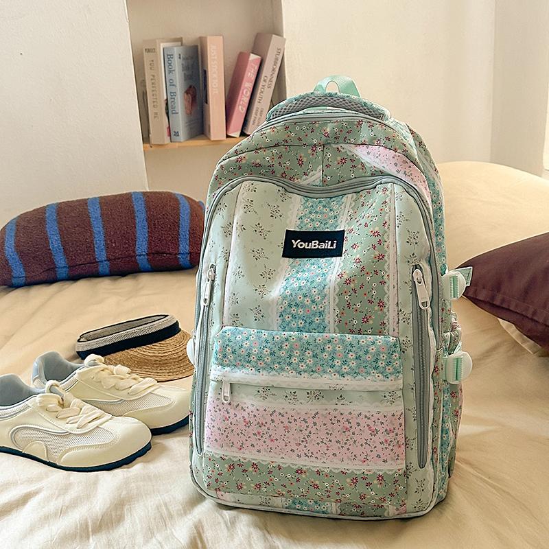 Large Capacity Student Schoolbag Girls Floral Print Backpack