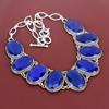 Faceted Blue Sapphire Necklace Gemstone Jewelry Vintage Necklace 925 Sterling Silver Adjustable Chain Necklace Handmade Necklace For Mother