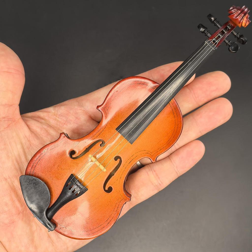 Wooden Miniature Violin With Stand Mini Violin Figurine Miniature Model With Stand Collectible Wooden Display Accessory Desk