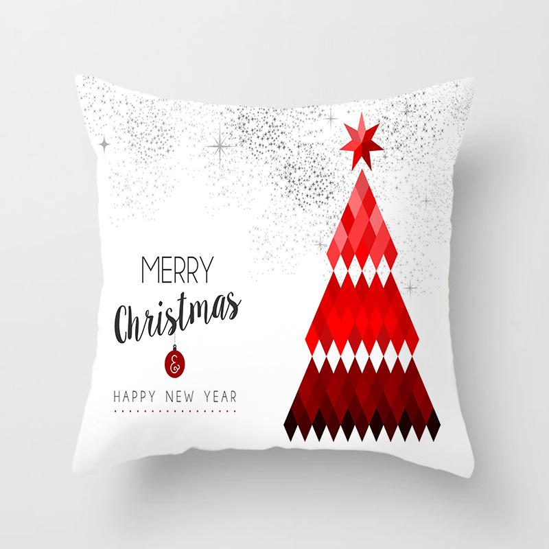 Red Christmas Tree Snowflake Elk Cushion Cover Christmas Pillowcase Home Holiday Decorations New Year Gift