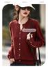 2026 Red Wool Cardigan with Sequins Lurex, Women's Long Sleeve Knit Sweater