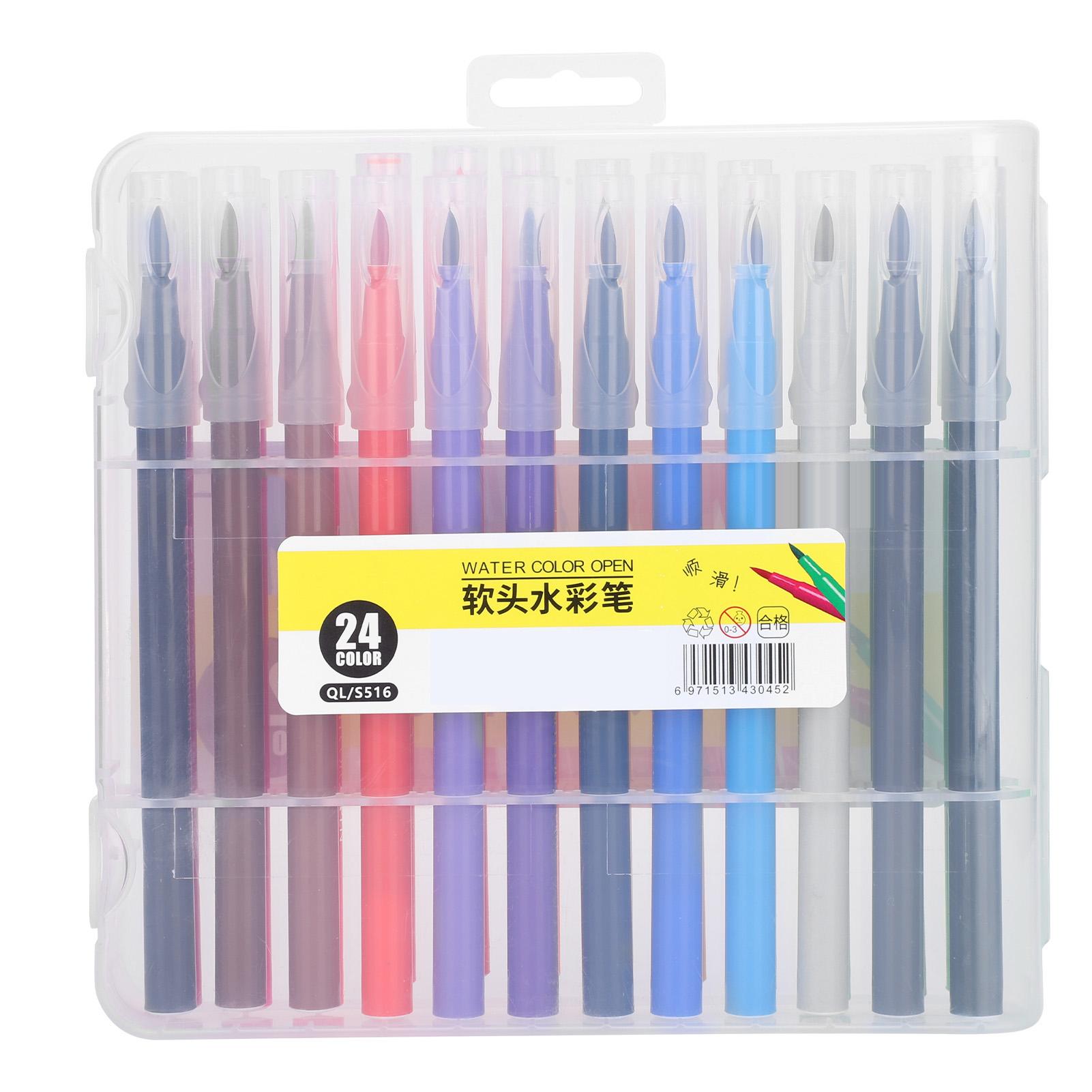 

Watercolor Pen Drawing Assorted Colors Fineliner Tip Art Markers Painting Supplies 24 Colors