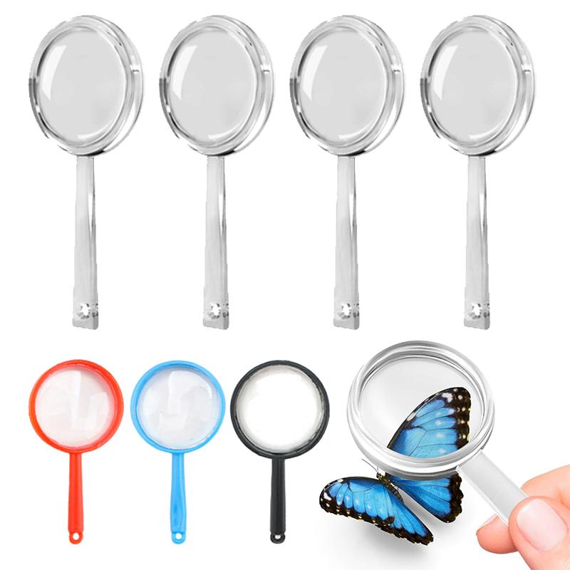 10pcs Colorful Magnifying Glasses Acrylic Mini Handheld Clear Vision Elderly Children's Science Observation Reading Props TMZ