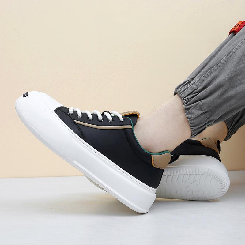 Leder Vulkanisierte Freizeitschuhe Designer Herren Sneaker Luxusmarke Outdoor Skate Schuhe Herren Dicke Sohle Slip-on Herren Flats