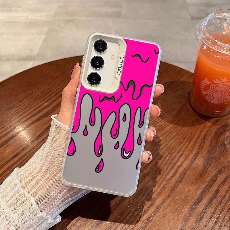 For Samsung Galaxy S25 S22 Ultra Plus S21 FE S24 S23 Ultra Plus FE Laser Phone Case Funny Melted Ice Cream Pattern Cover Fundas