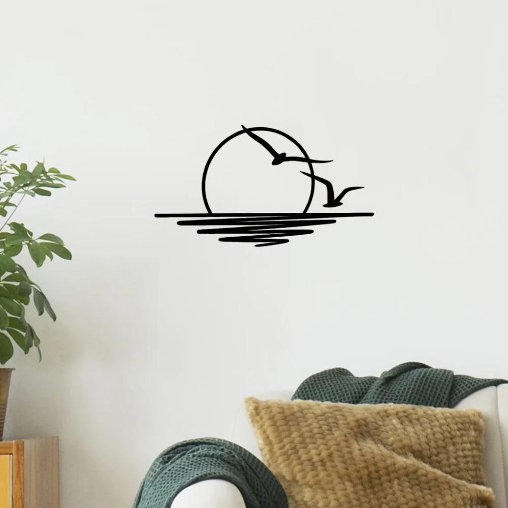 1-teiliges Dekor mit Sonnenaufgangsmotiv – atemberaubende Wandkunst-Dekorationen für die klassische Raumaufwertung im Wohnzimmer mit Metall-Wandbehang.