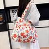 2025 new floral bag bag large capacity rose canvas bag beach bag shopping bag shoulder bag women's bag